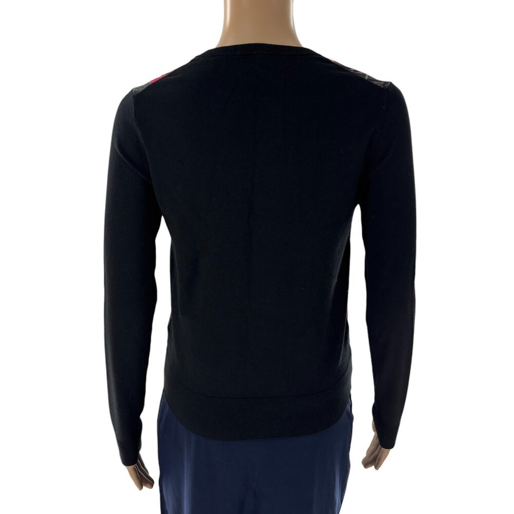 Ted Baker Black Floral Graciiy Lace Up Long Sleeve Sweater - Picture 6 of 9